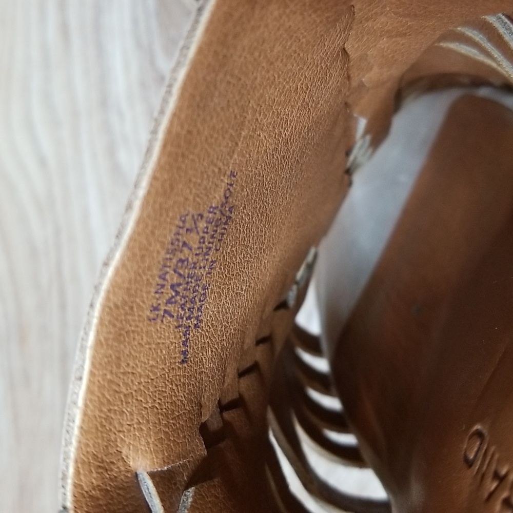 Lucky Brand Natissha Slingback Open Toe Low Tan Block Heel Shoes Size 7 - Picture 10 of 13